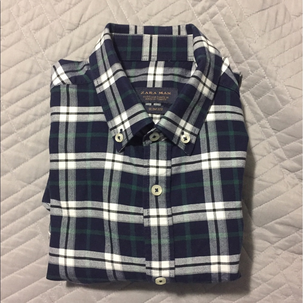 Zara Blue/Green Plaid Shirt